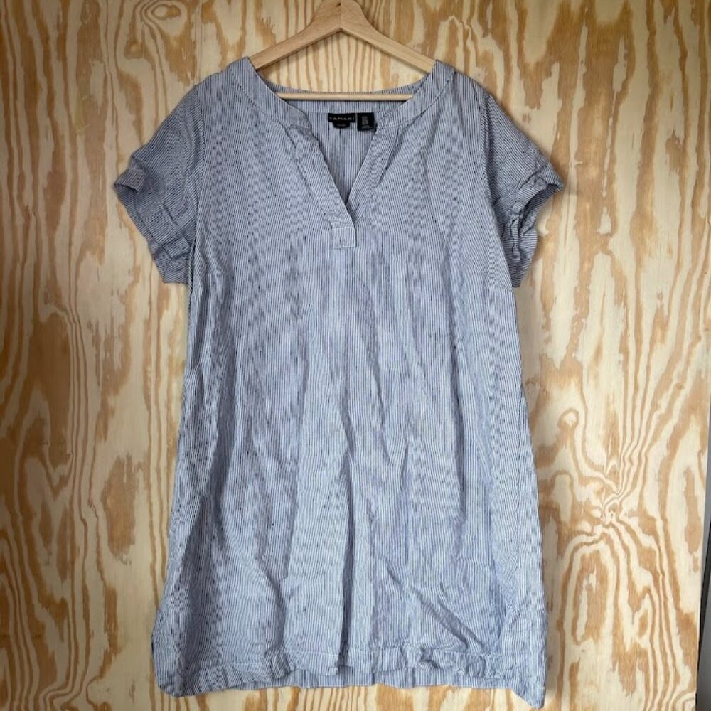 Tahari Striped Shift Dress – Size 1X, Short Sleeve V-Neck